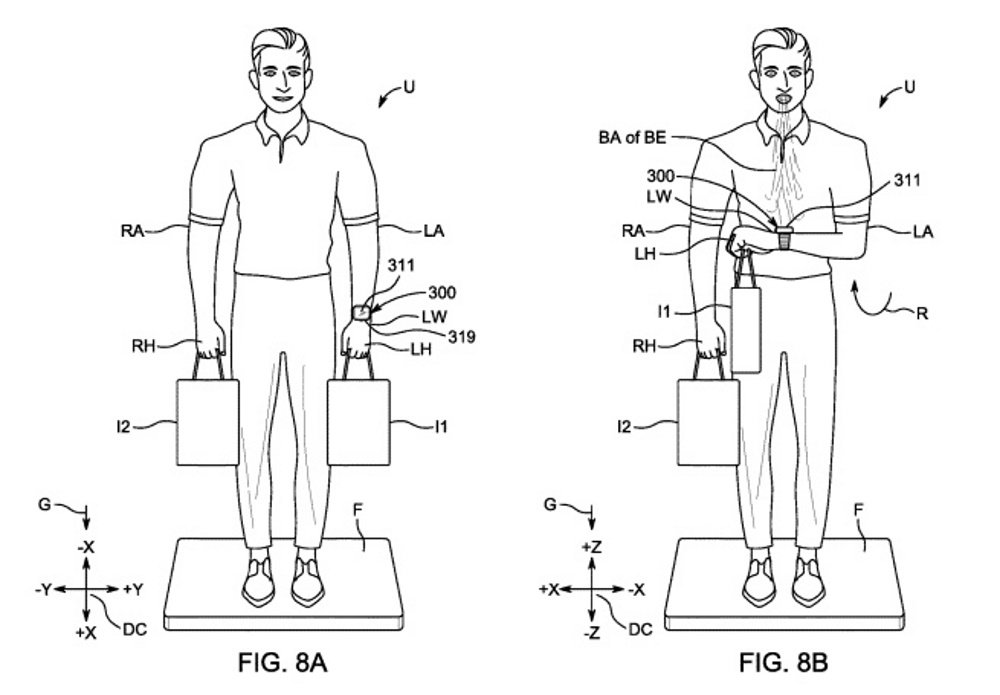 Imagem mostra como seria a patente da Apple para usuário ter acesso às funções do smartwatch assoprando nele