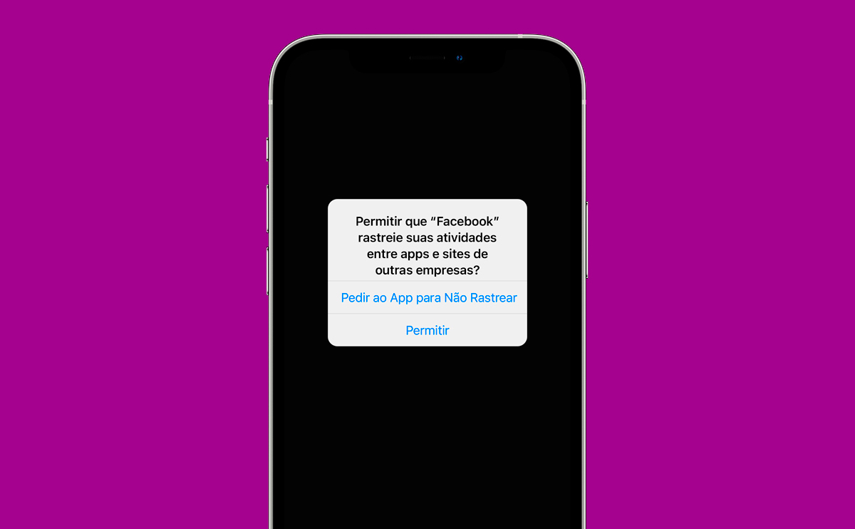 iPhone com mensagem perguntando sobre rastreadores