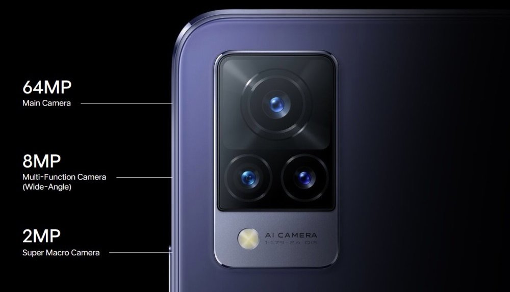 Imagem mostra em detalhes as câmeras traseiras do Vivo V21