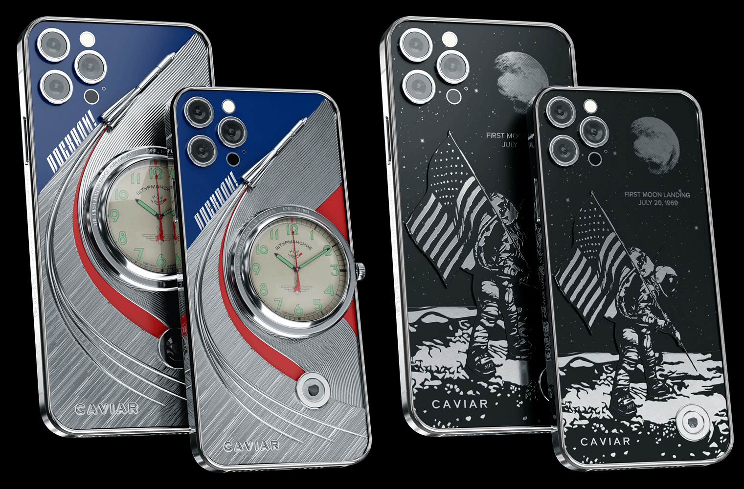 iPhone 12 Pro Max lançado pela Caviar em homenagem a Gagarin, em sua linha que também faz homenagem a Armstrong, Bezos e Musk