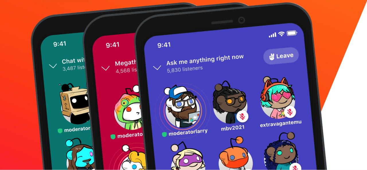 Tela com o visual do Reddit Talk que copia o Clubhouse