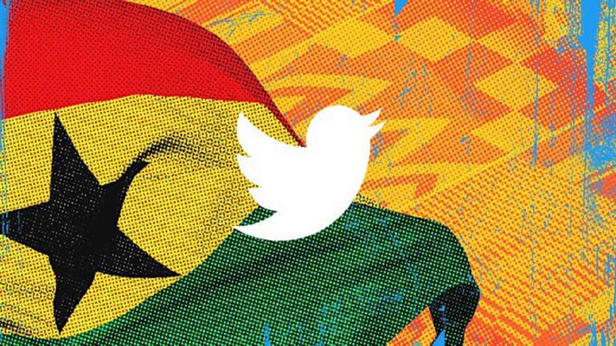 Logo do twitter em cima da bandeira de Gana, rede social vai instalar escritório na África