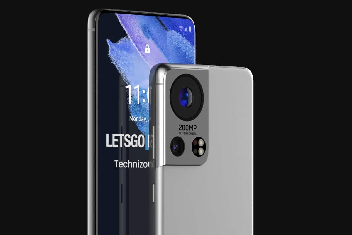 Imagem do celular Galaxy S22 com câmera Olympus