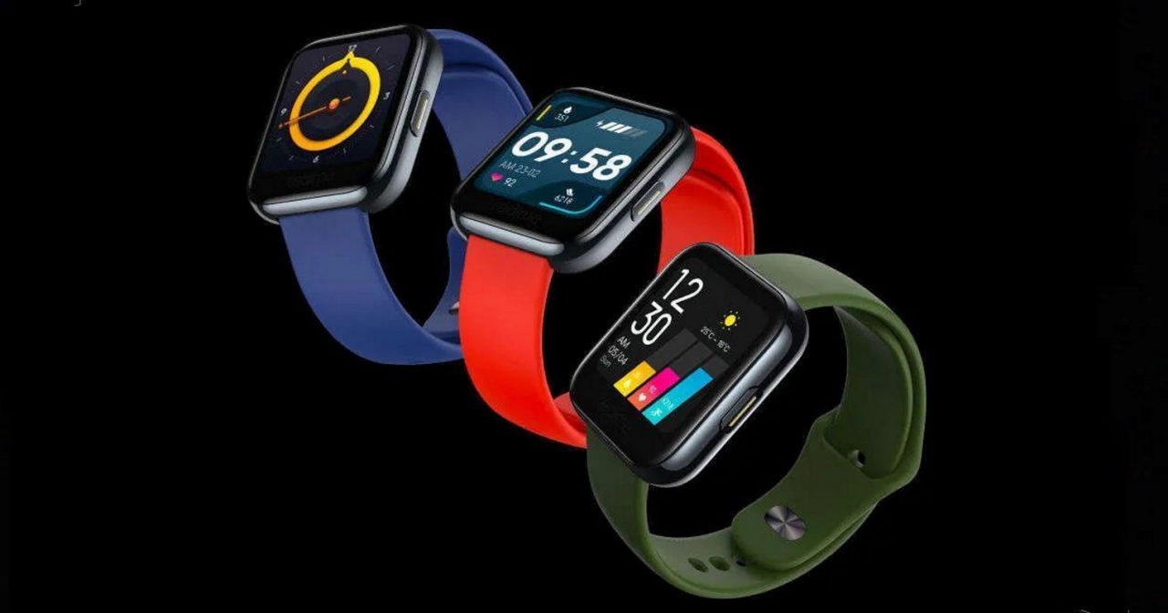 Imagem mostra três relógios Realme Watch 2, que deve chegar em breve ao mercado