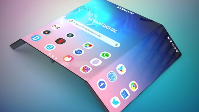 Imagem renderizada mostra como seria o dobrável Samsung com tela total