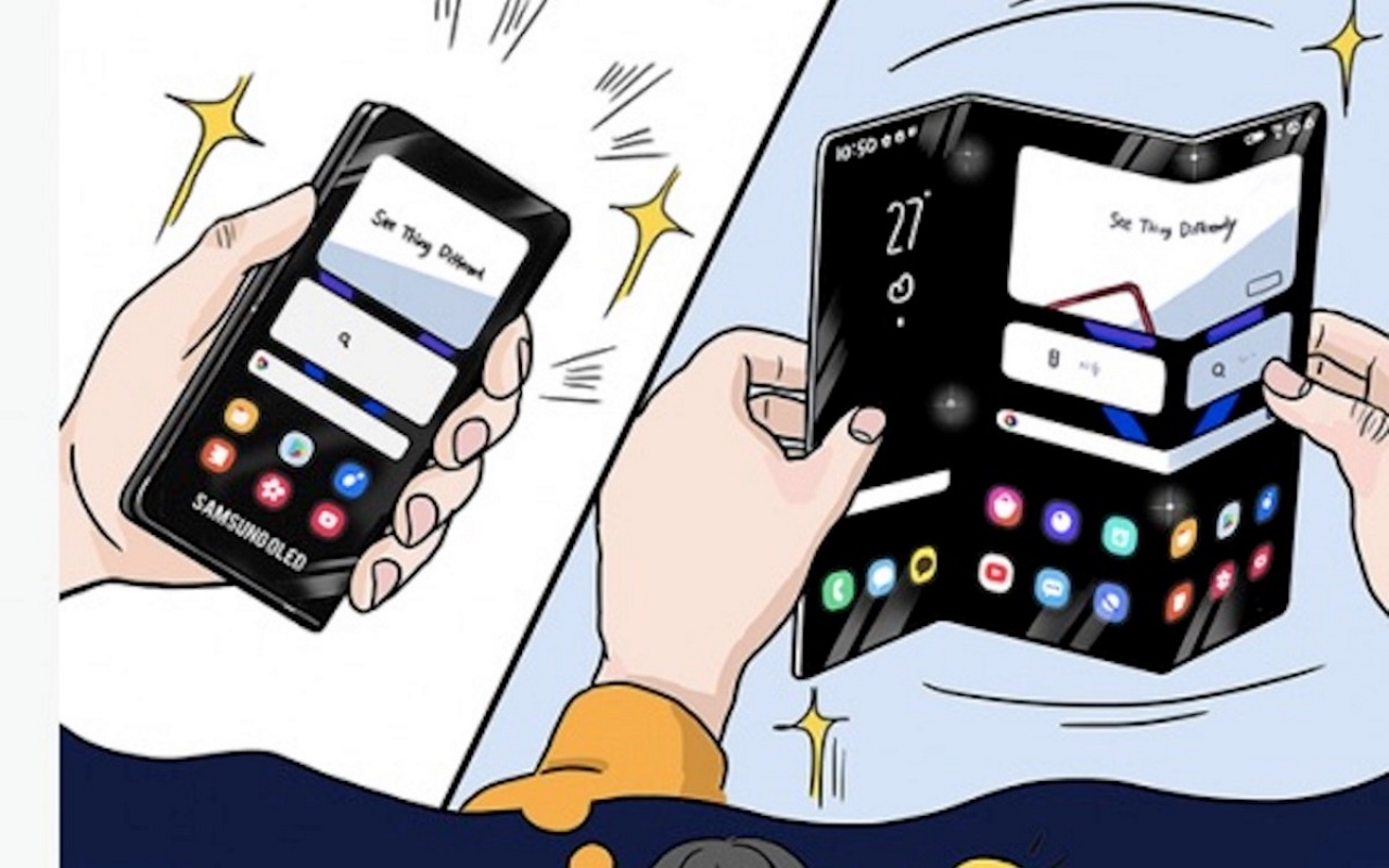 Imagem mostra como seria o design do Samsung Z Fold Tab, que vem sendo trabalhado pela fabricante