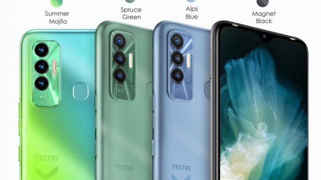 Imagem mostra cores do Tecno Spark 7p, celular basicão da marca
