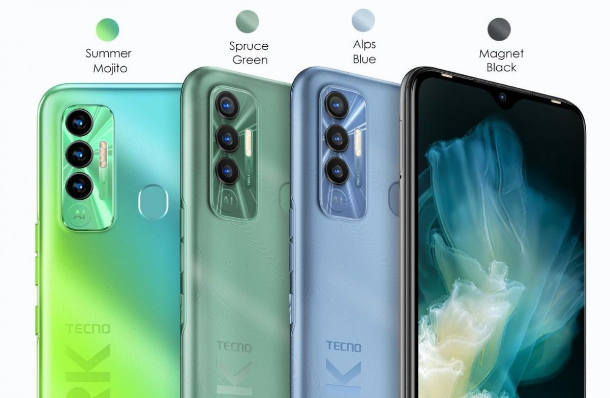 Imagem mostra cores do Tecno Spark 7p, celular basicão da marca