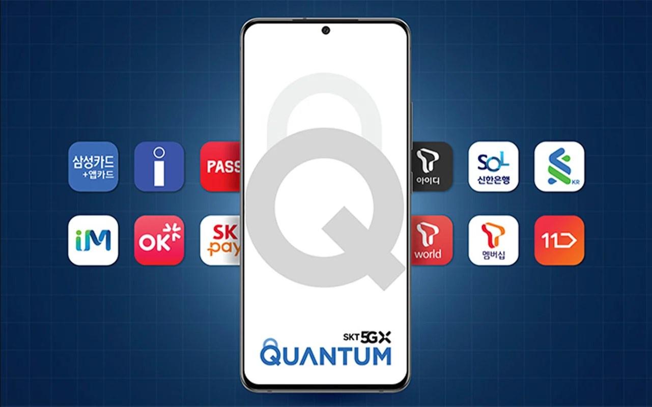 Montagem do Samsung Galaxy Quantum 2 com os apps compatíveis com sua tecnologia