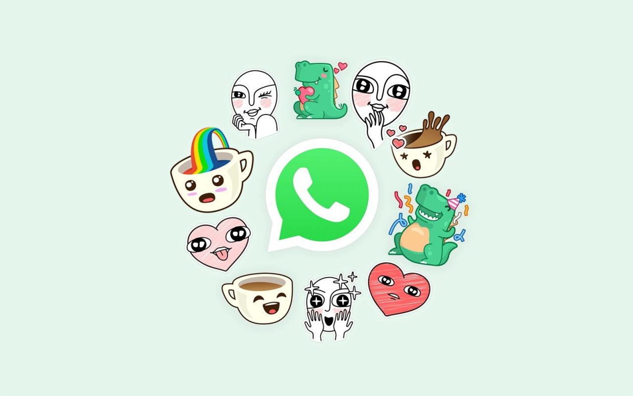 Montagem com pacotes de figurinhas do WhatsApp