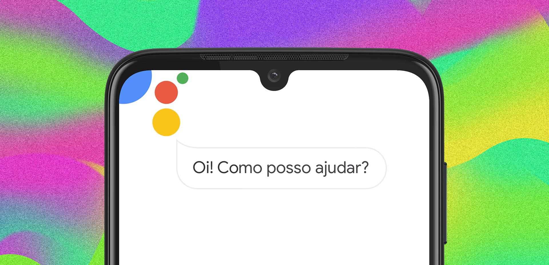 Montagem com celular exibe Google Assistente, que nos EUA pode cantar música da vacina