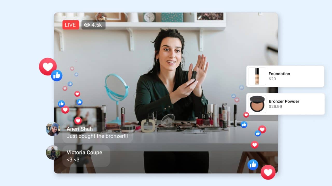 Captura de tela do Facebook Live Shopping Fridays, que terá compras ao vivo através da transmissão ao vivo