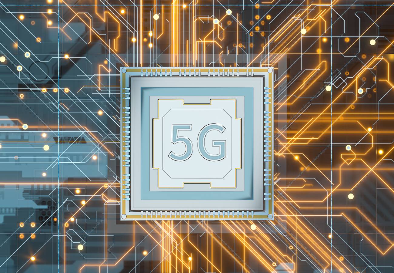 ilustração 5G para um possível modem da Apple desenvolvido para iPhones