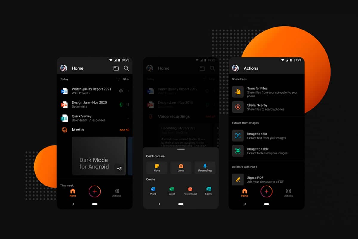 Layout do modo noturno do Android