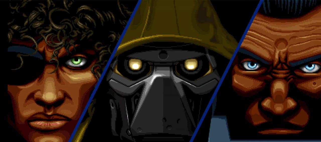 Os três personagens de Huntdown no Android