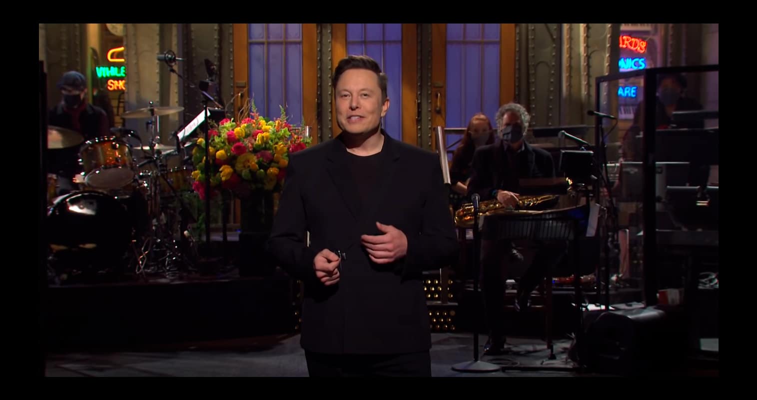 Golpistas aproveitaram a aparição de Elon Musk no SNL para aplicar golpes com Digicoins. Reprodução: YouTube/Saturday Night Live