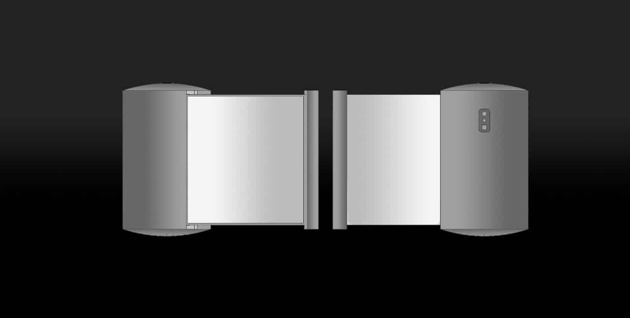 Montagem sobre desenho industrial do smart speaker enrolável da Xiaomi