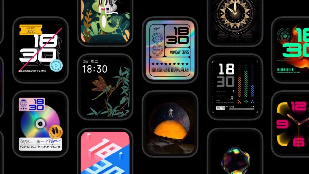 Captura de tela com interface do sistema do Meizu Watch