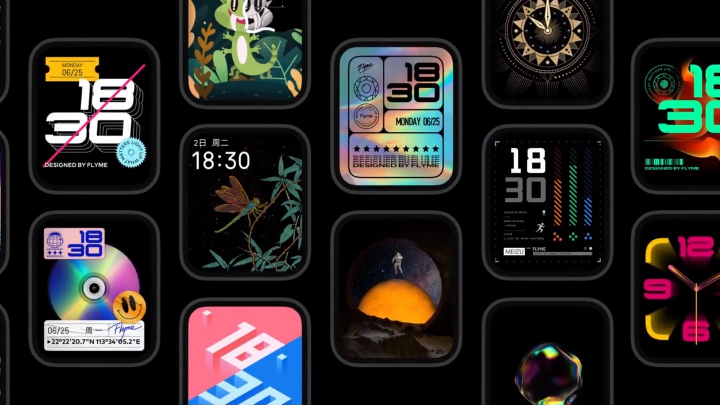 Captura de tela com interface do sistema do Meizu Watch