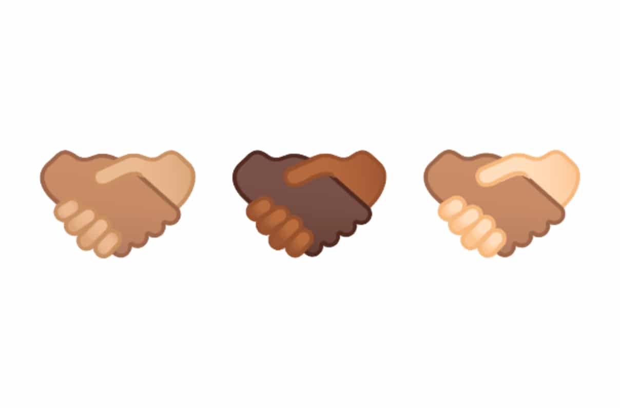 Emoji aperto de mão, que vai ganhar muitos outros tons