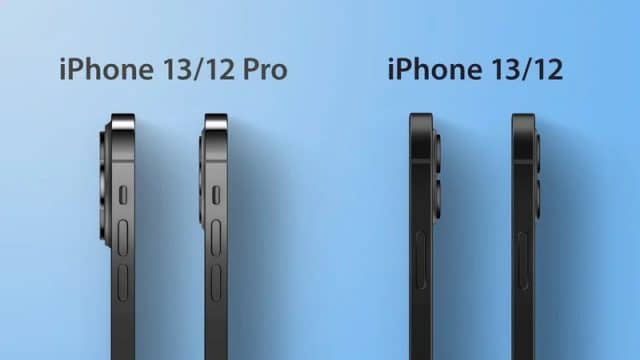 ilustração sobre a espessura dos iPhones, comparando o iPhone 12 e o iPhone 13 que será mais espesso