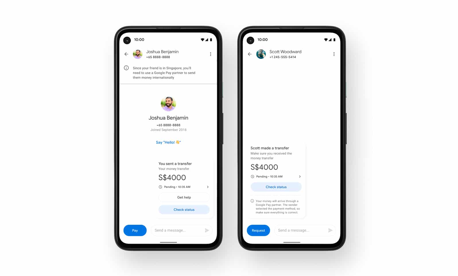 Imagem mostra como funcionará o novo recurso do Google Pay para mandar dinheiro ao exterior