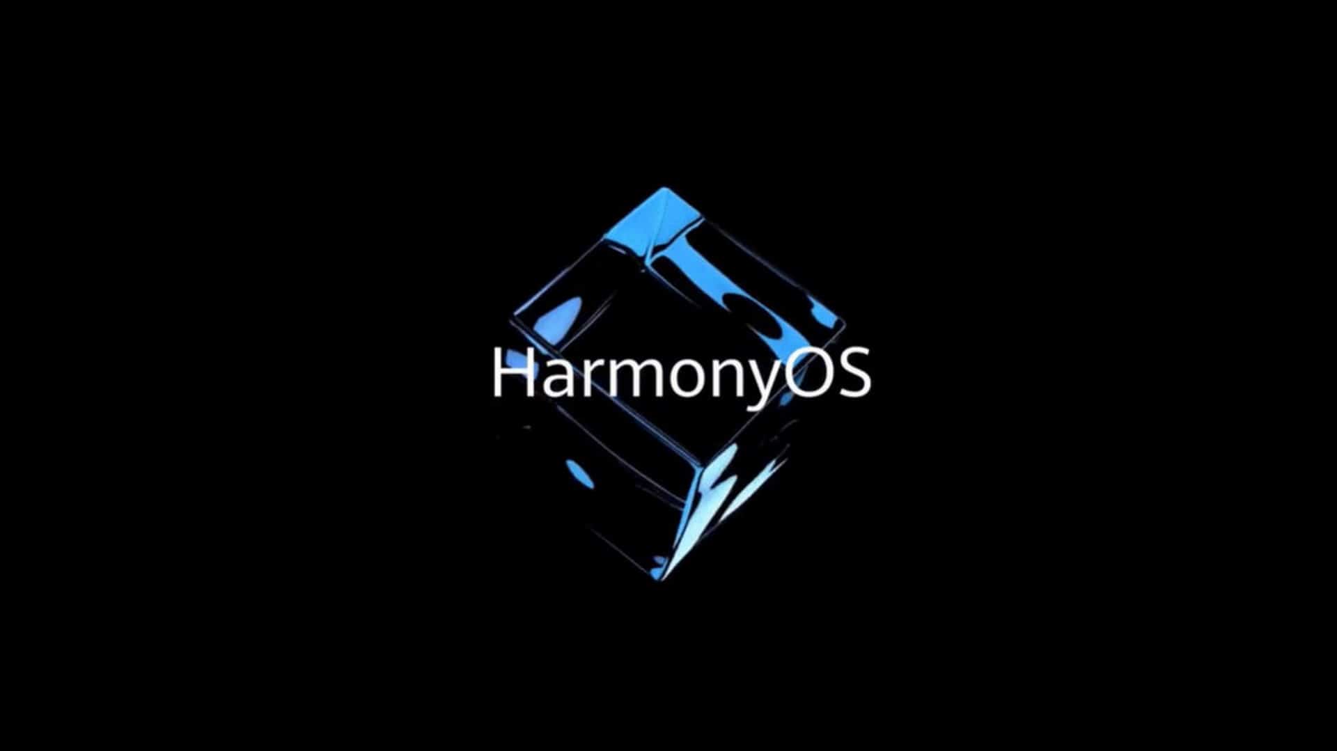 Imagem mostra logo do HarmonyOS, sistema operacional da Huawei que será lançado dia 2 de junho