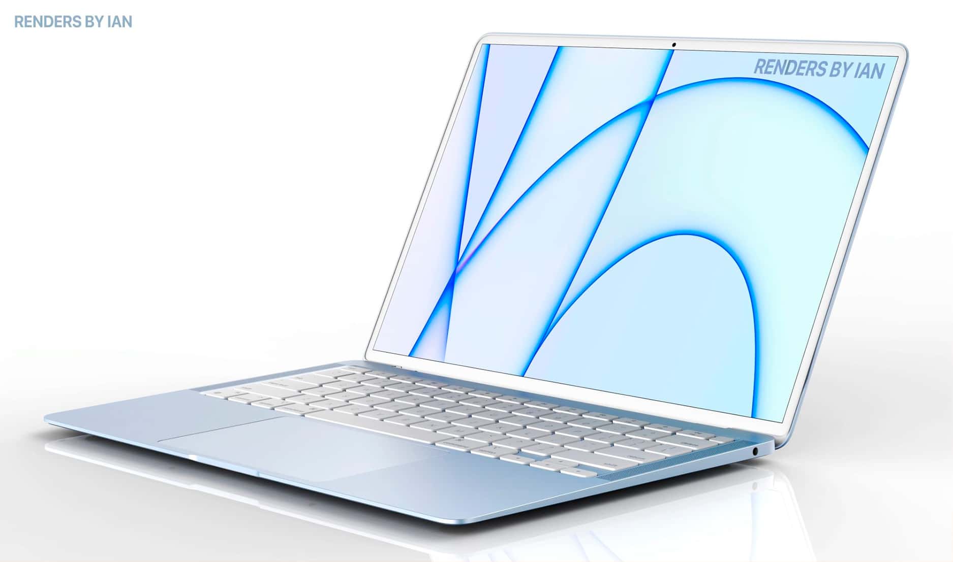 Leaker sugere MacBook Air com SoC Apple M2 e colorido. Imagem: "Renders By Ian" Zelbo,