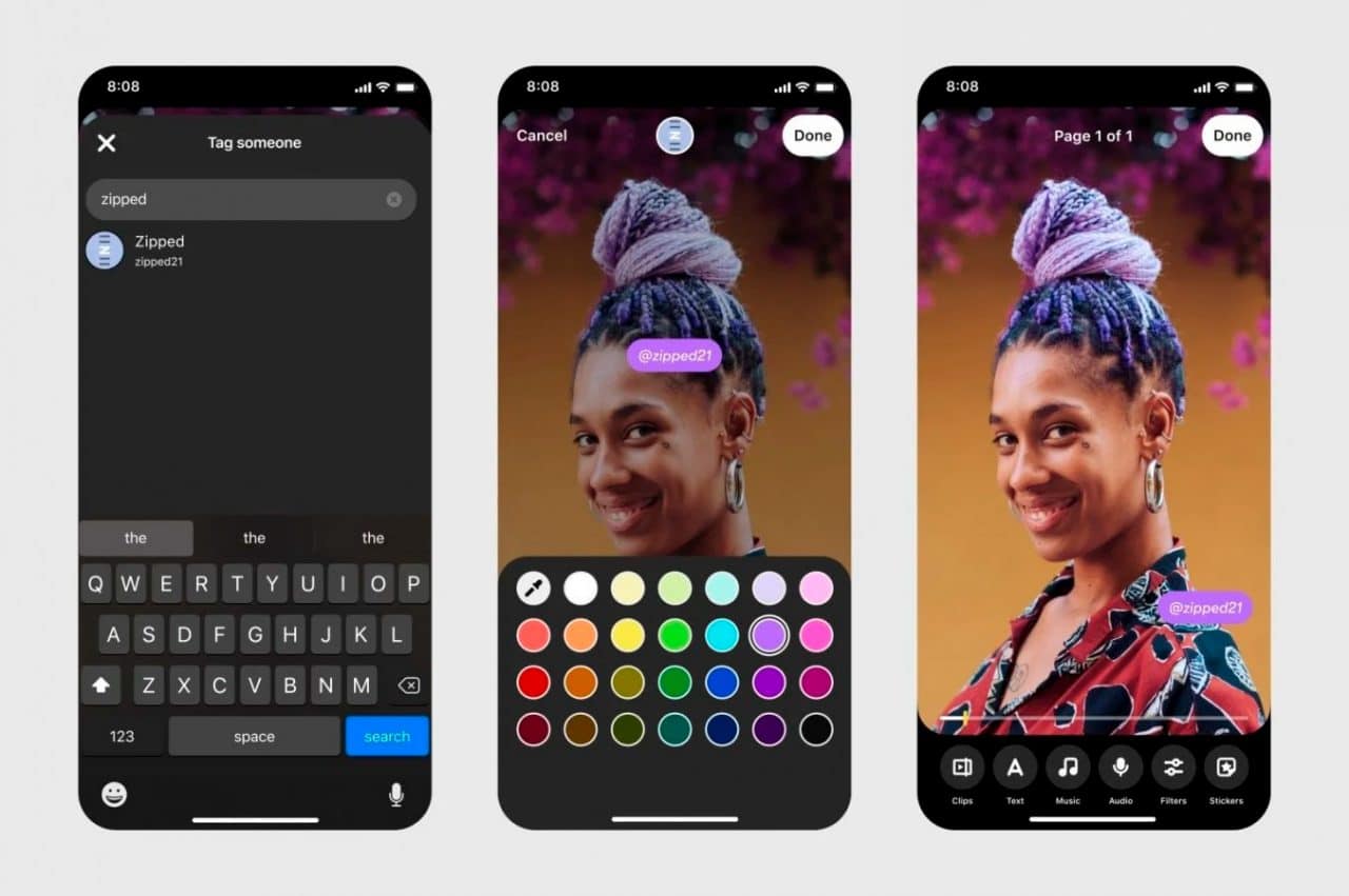 Captura de telas do Pinterest com a interface de edição de vídeos para conteúdos curtos