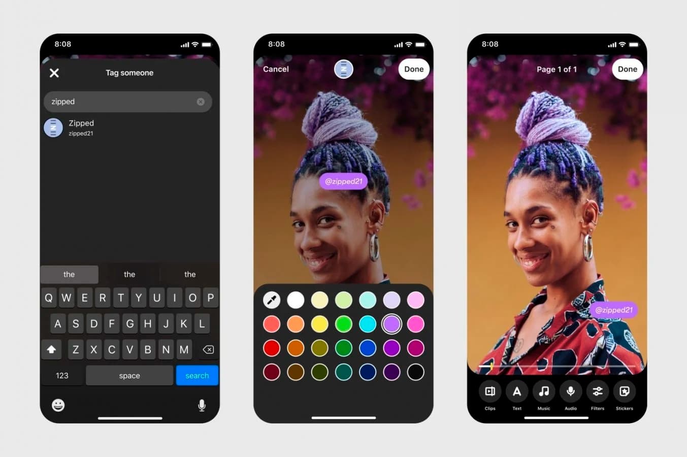 Captura de telas do Pinterest com a interface de edição de vídeos para conteúdos curtos
