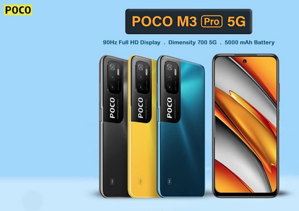 Imagem mostra design e especificações do Poco M3 Pro 5G