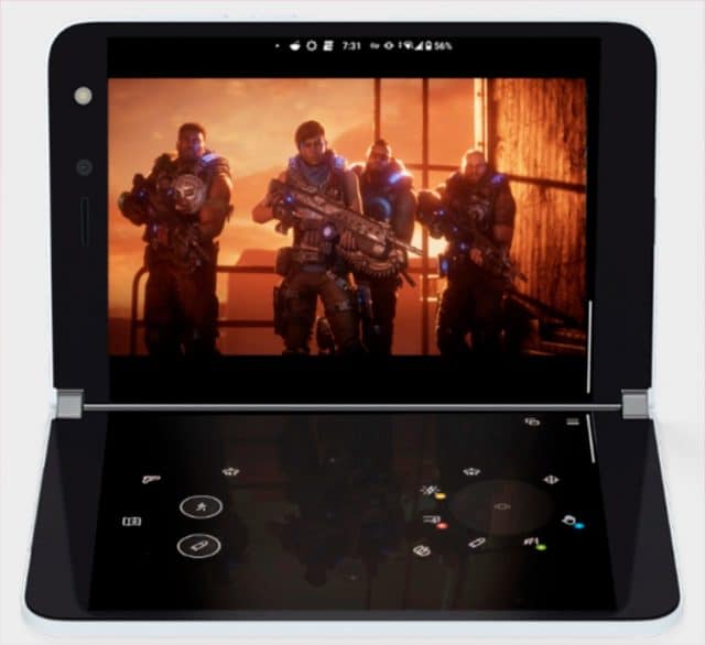 Surface Duo vai rodar jogos do Xbox com tela de baixo simulando um controle