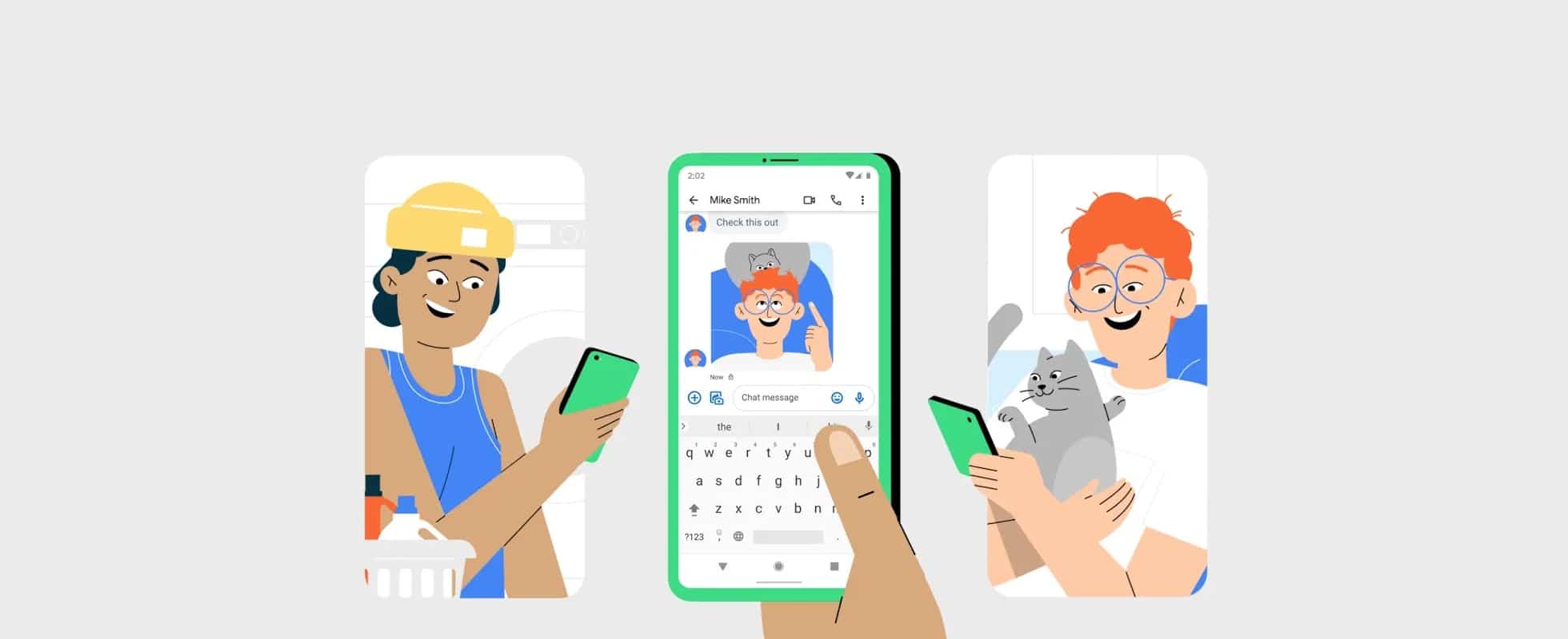 ilustração do Google para o seu Google Mensagens, que agora tem recurso de criptografia de ponta a ponta