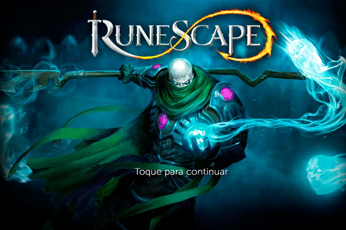 Mago soltando raios com as mãos na capa de abertura do Runescape