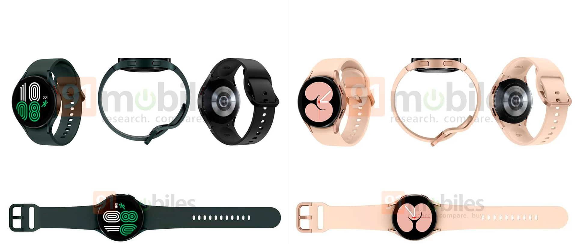 Captura de tela com imagens do design do Galaxy Watch 4
