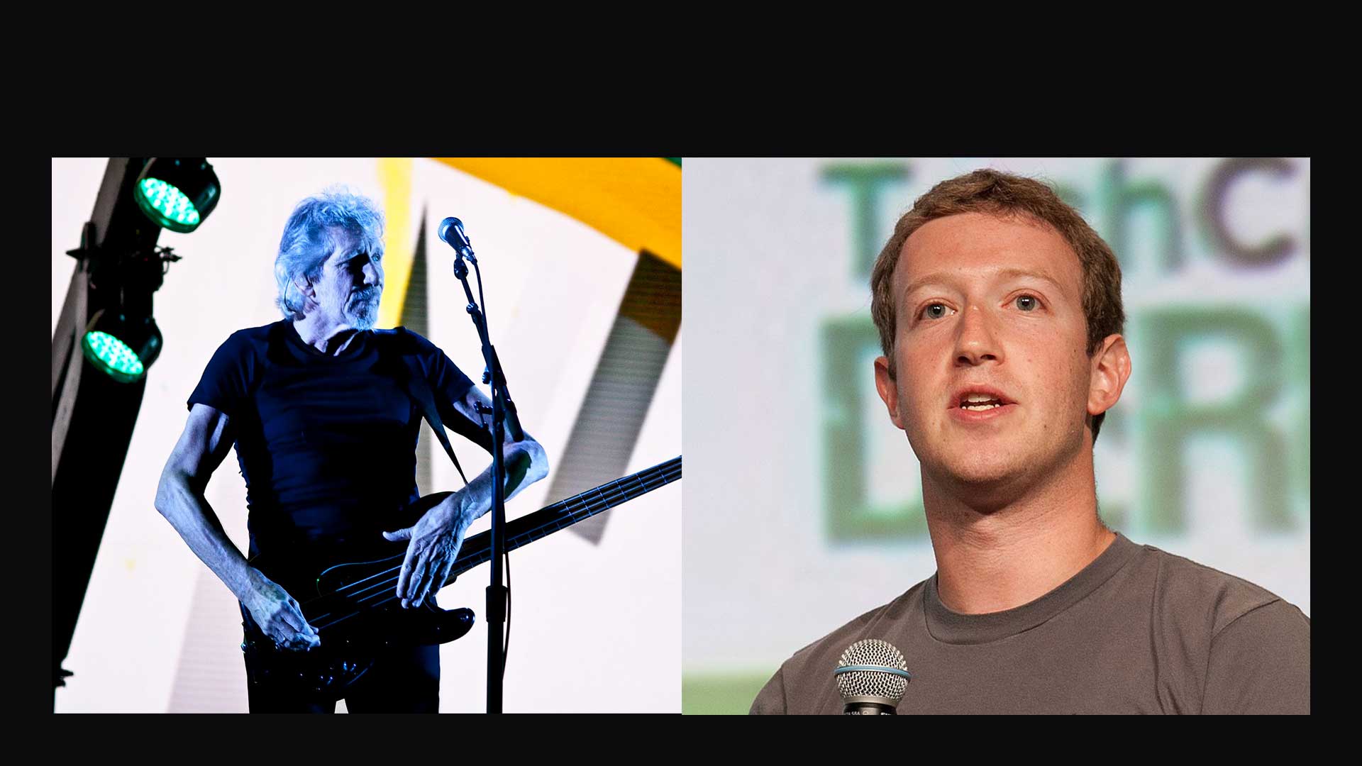 Roger Waters, líder do Pink Floyd, recusa pedido do Facebook para usar canção da banda em comercial do Instagram. Montagem: Vida Celular/Wiki Commons