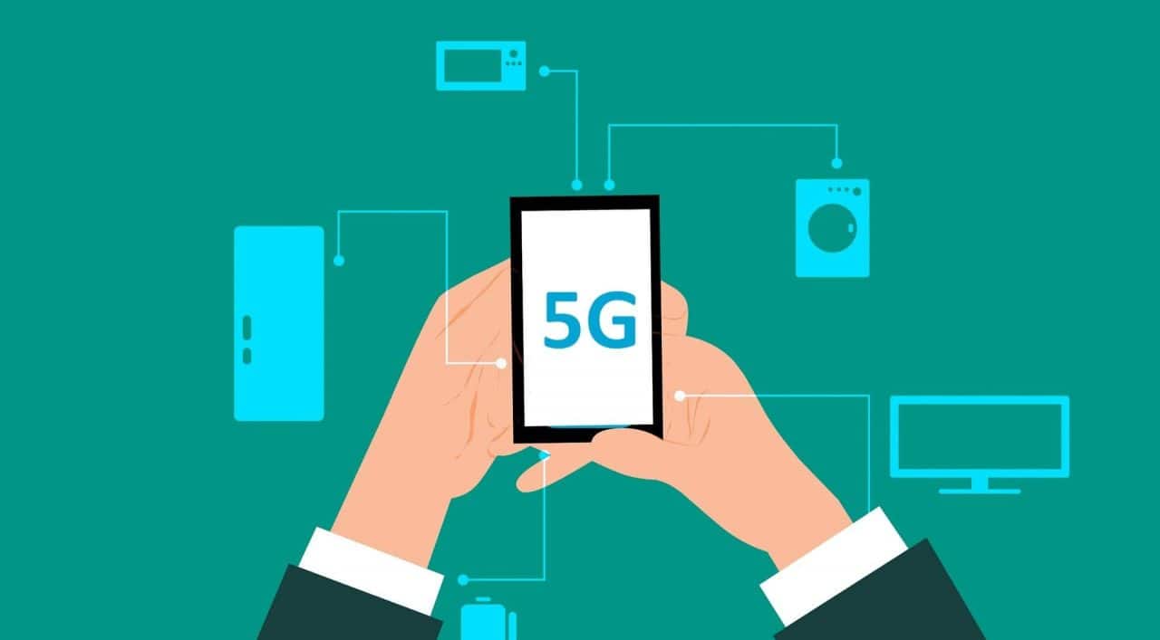 Ilustração com celular 5g
