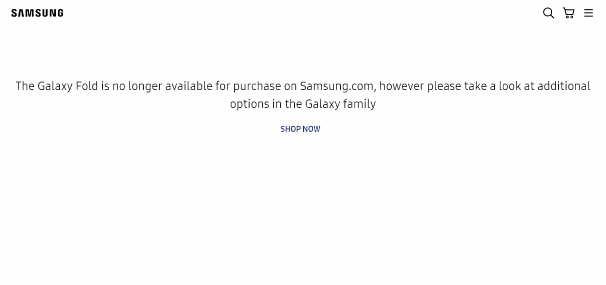 Captura de tela do site da Samsung EUA
