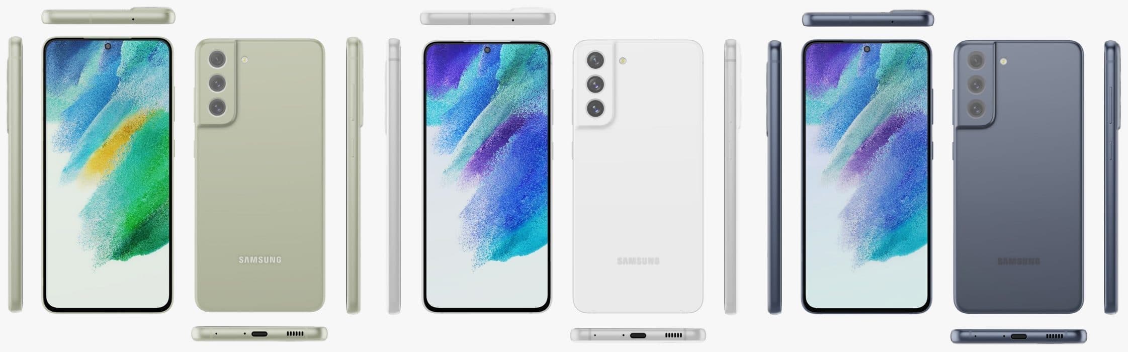 Renders com as cores do Galaxy S21 FE