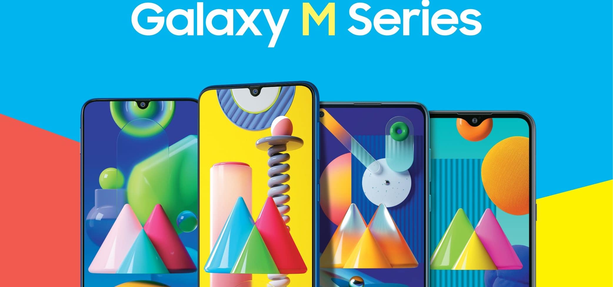 Montagem com diversos celulares Galaxy M da Samsung, alguns lançados no Brasil
