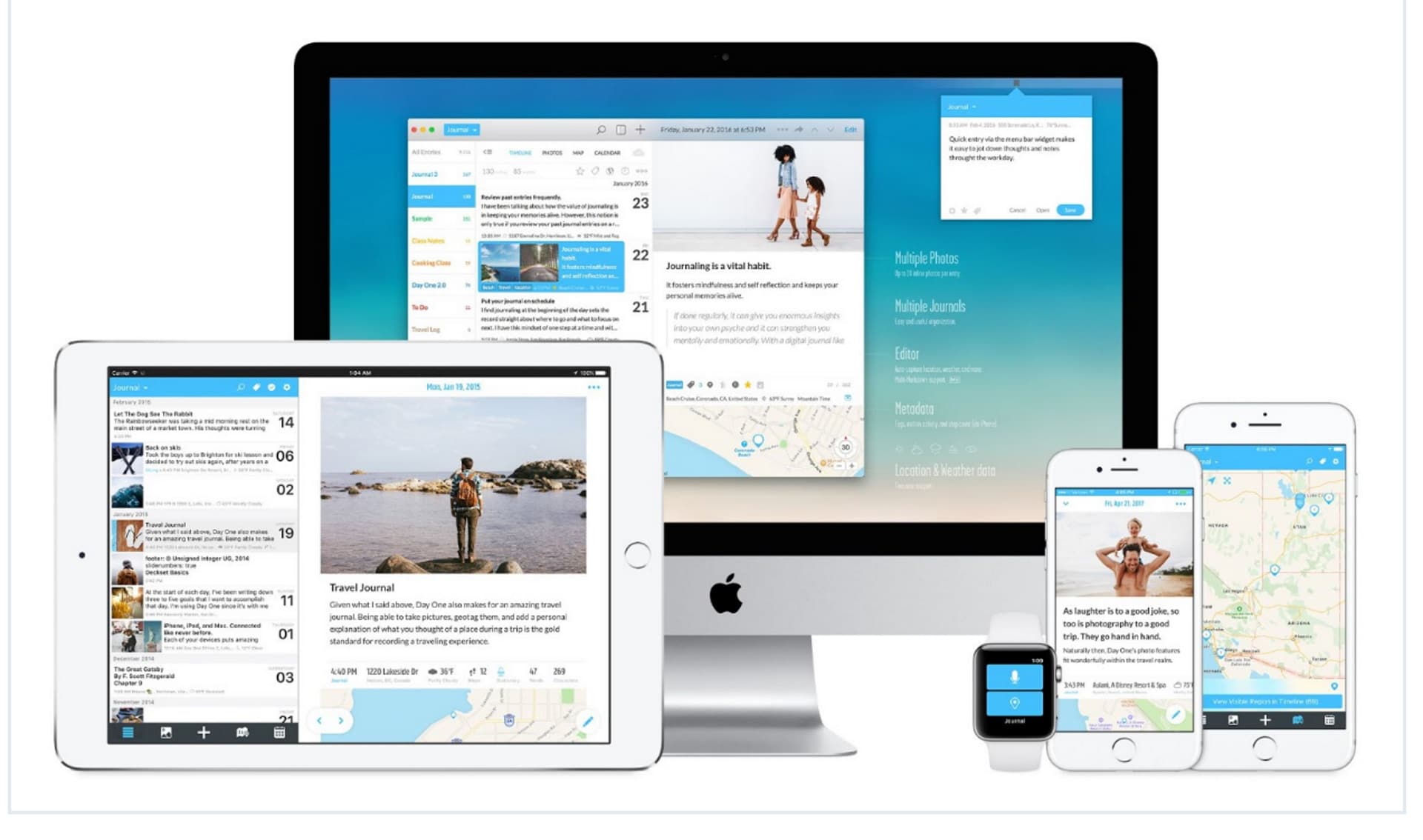 Imagem mostra como é o Day One, app de diário que teve a compra fechada pela Automattic, dona do WordPress
