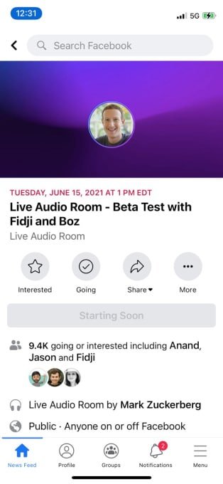 Live Audio Rooms do Facebook