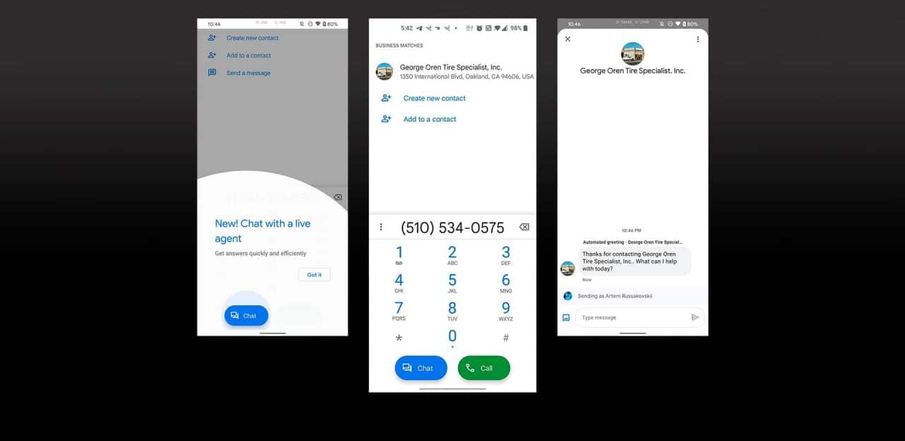 telas de interface do beta do google telefone
