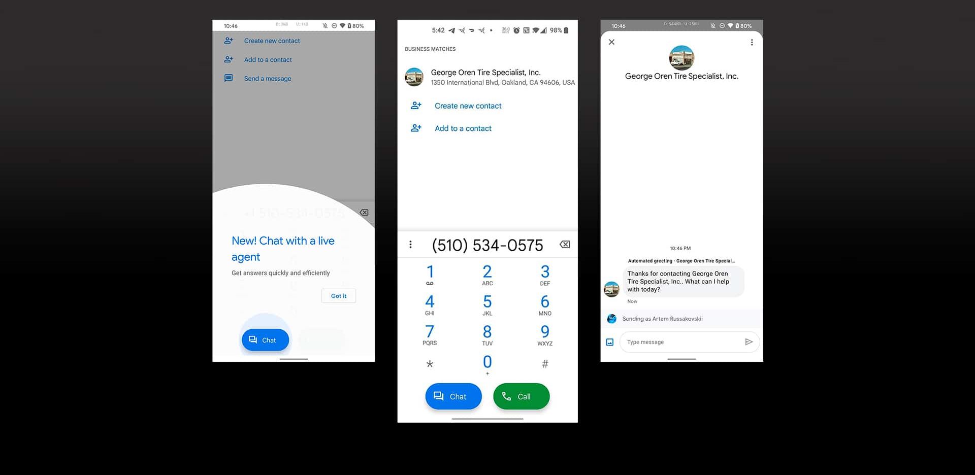 telas de interface do beta do google telefone