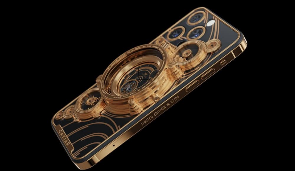 Imagem mostra iPhone 13 Caviar dourado com meteorito
