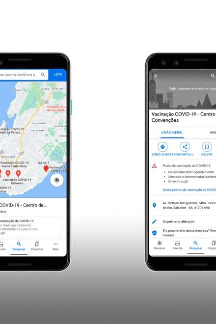 Google Maps adiciona informações sobre locais de vacinação contra Covid-19 em mais 36 cidades do Brasil Google Maps adiciona informações sobre locais de vacinação contra Covid-19 em mais 36 cidades do Brasil