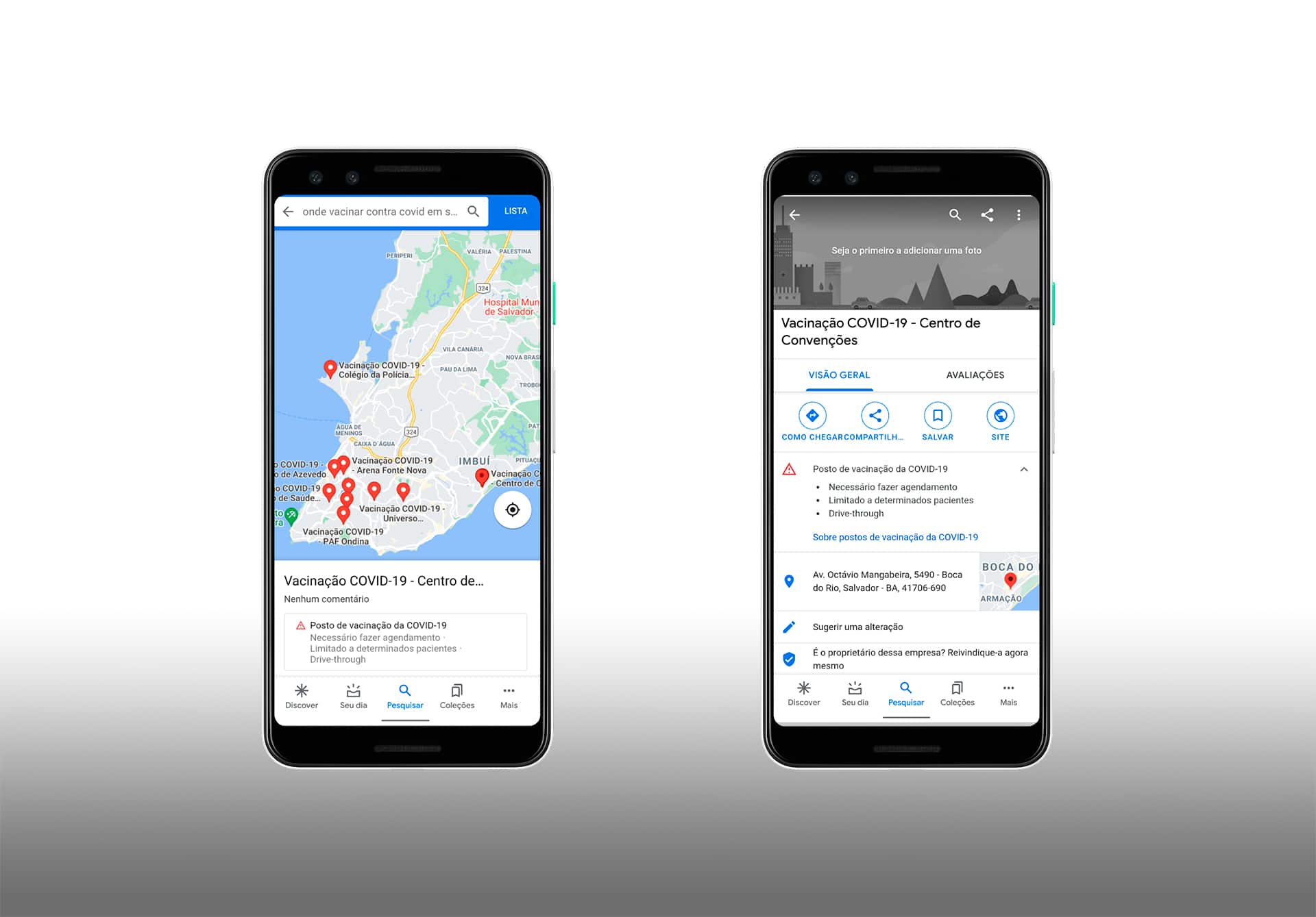 Novo recurso na Busca e no Maps em Salvador (BA). Divulgação / Google