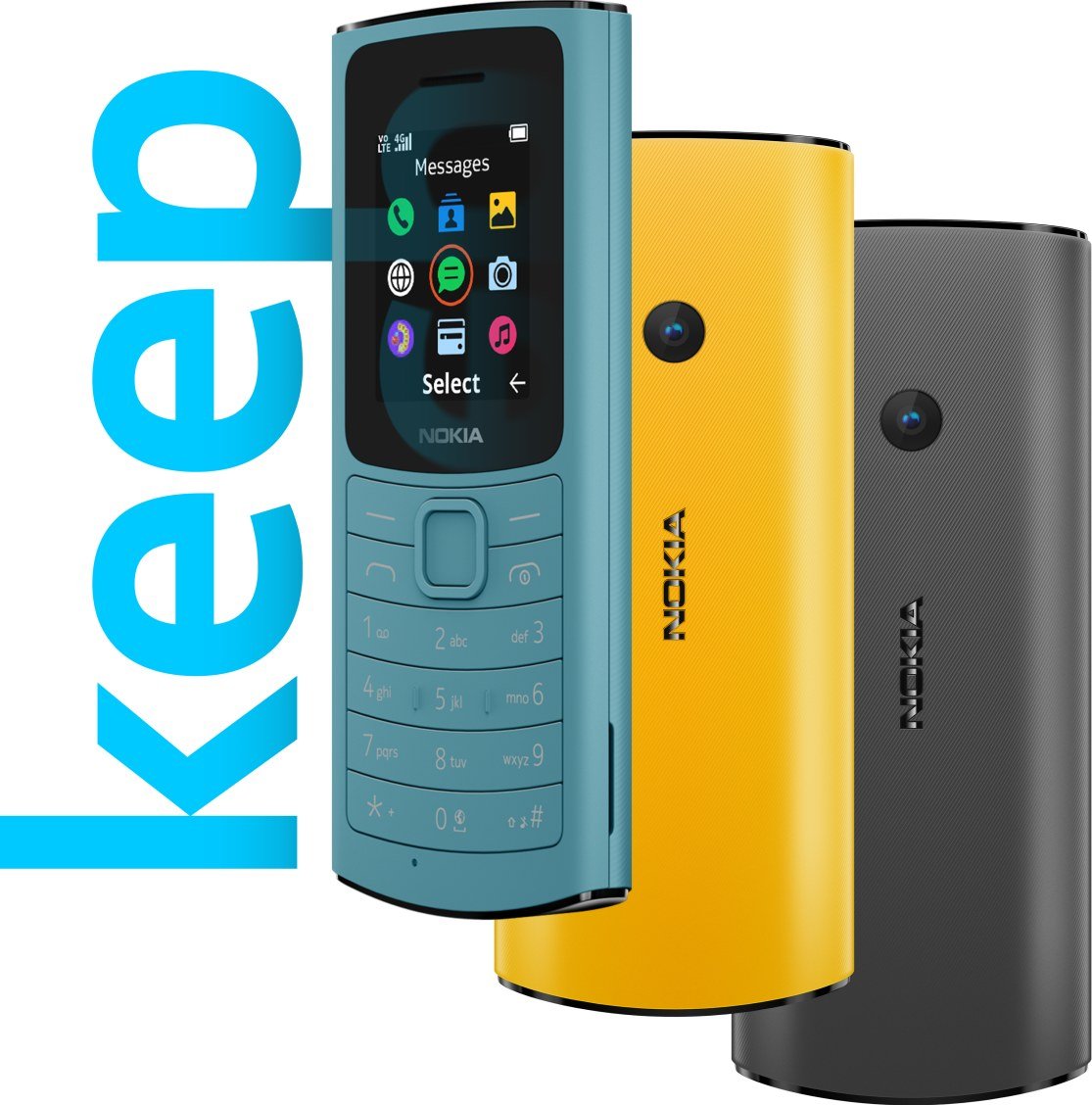 Montagem com frente e verso do Nokia 110 4G