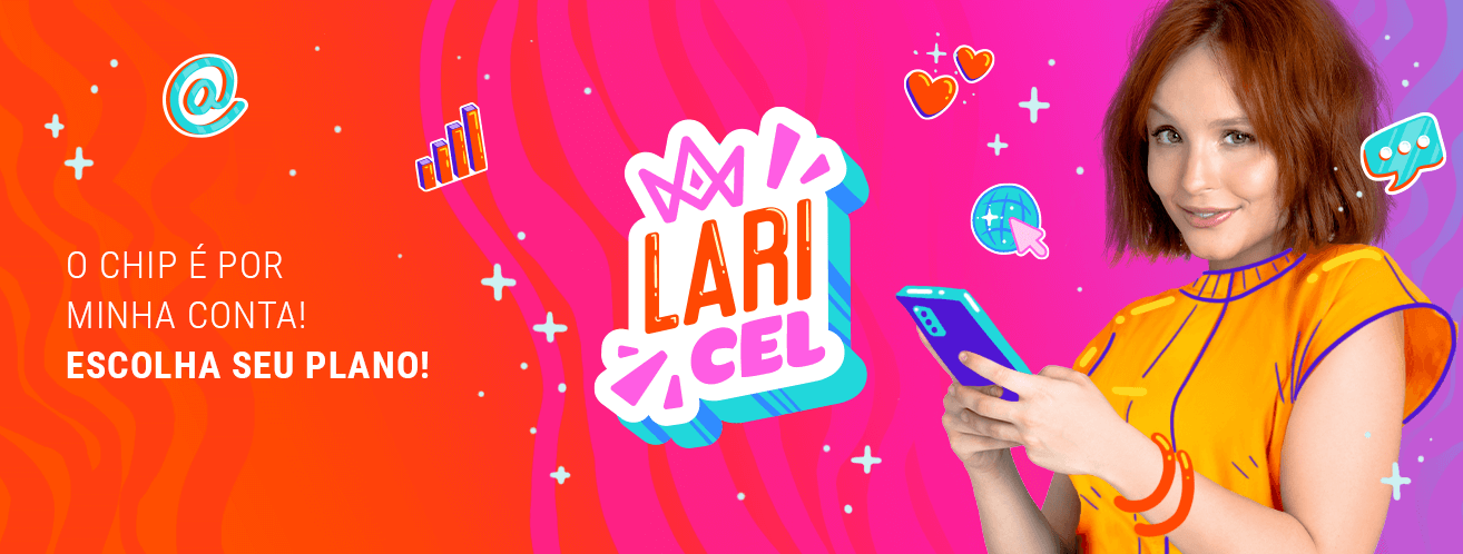 Montagem com o logotipo da Lari Cel, operadora de telefonia móvel de Larissa Manoela