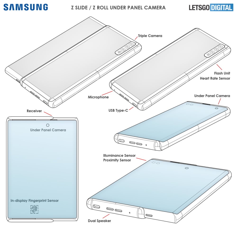 Imagem mostra patente do celular extensível da Samsung